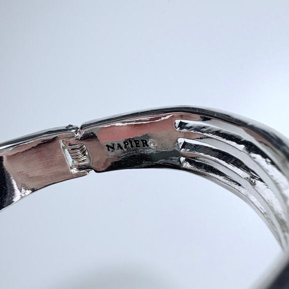 Lauren Napier Silver Plated Boho Chunky Hinged Cuff Bracelet - Costume Jewelry - Picture 5 of 6